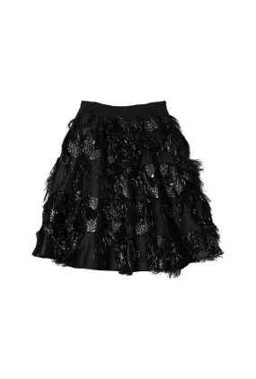 Street Style Eyelash Elastic Waist MINI Skirt - Black
