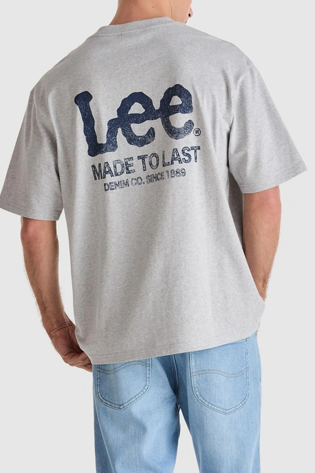 Fade Away Baggy Tee Grey Marle Stretch Woven Material