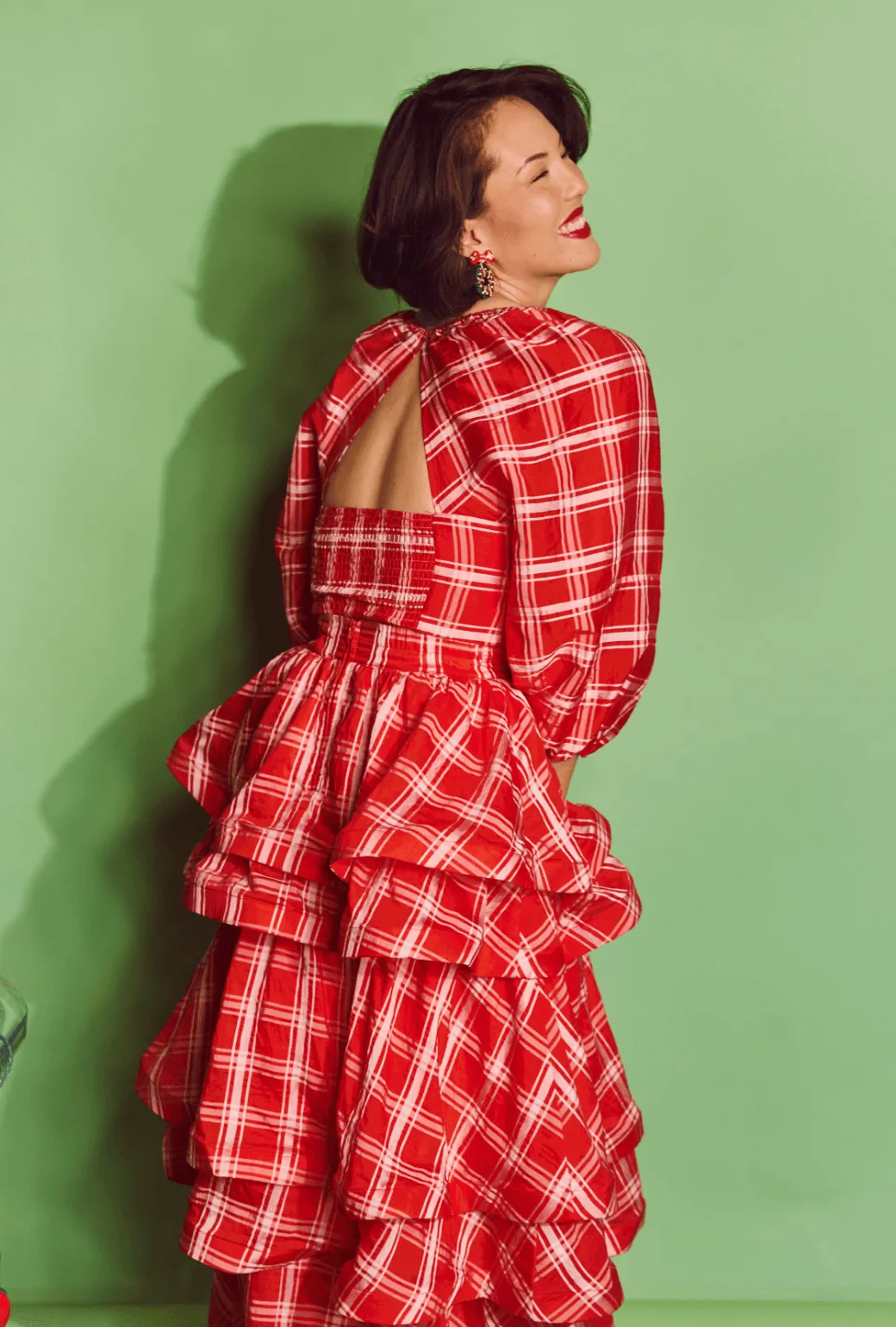 Seamless Waistband Teagan Tiered Skirt - Red Plaid