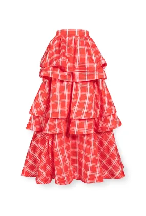 Perfect Fit Reinforced Stitching Teagan Tiered Skirt - Red Plaid