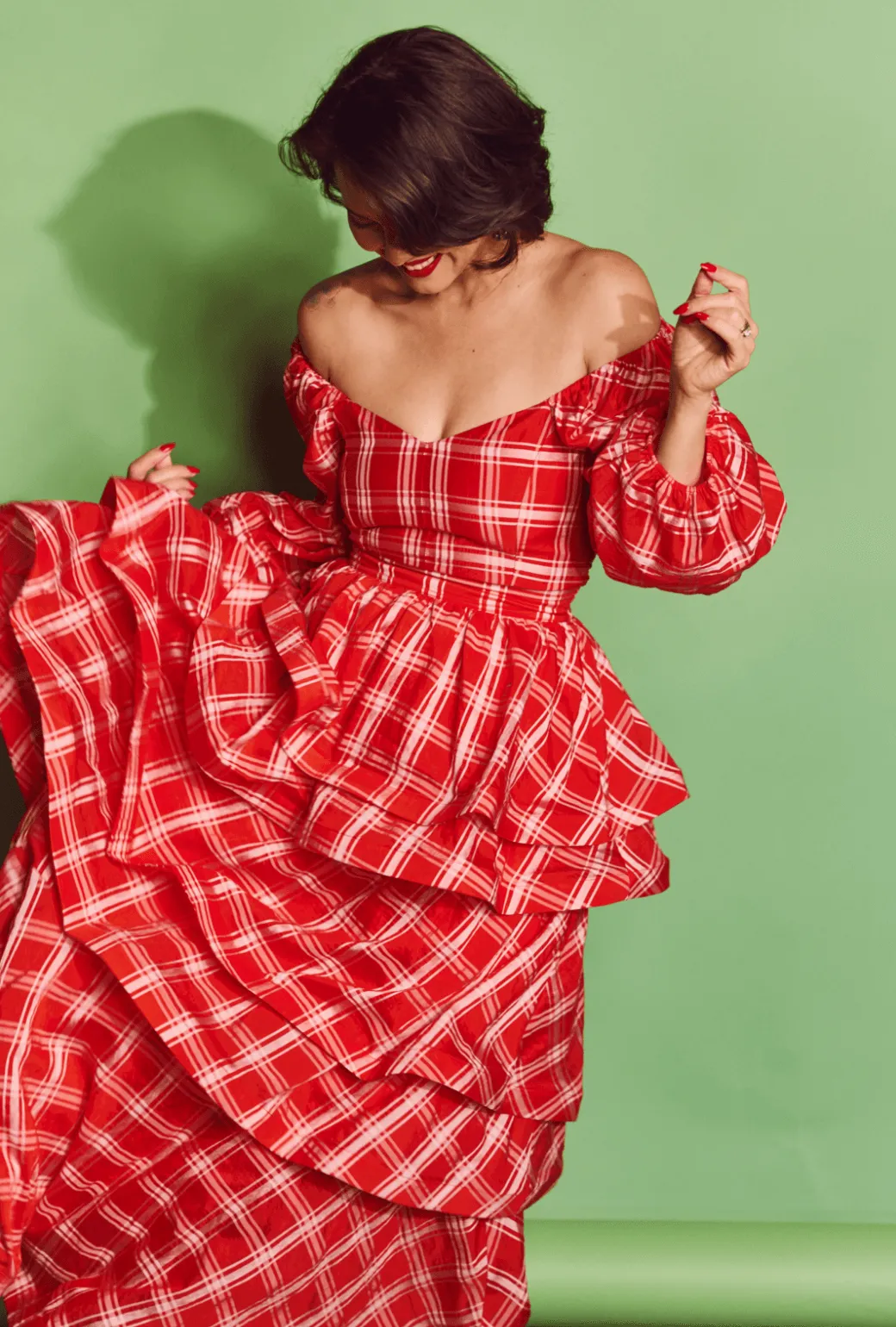 Teagan Tiered Skirt - Red Plaid Core Essential RuggedDurability