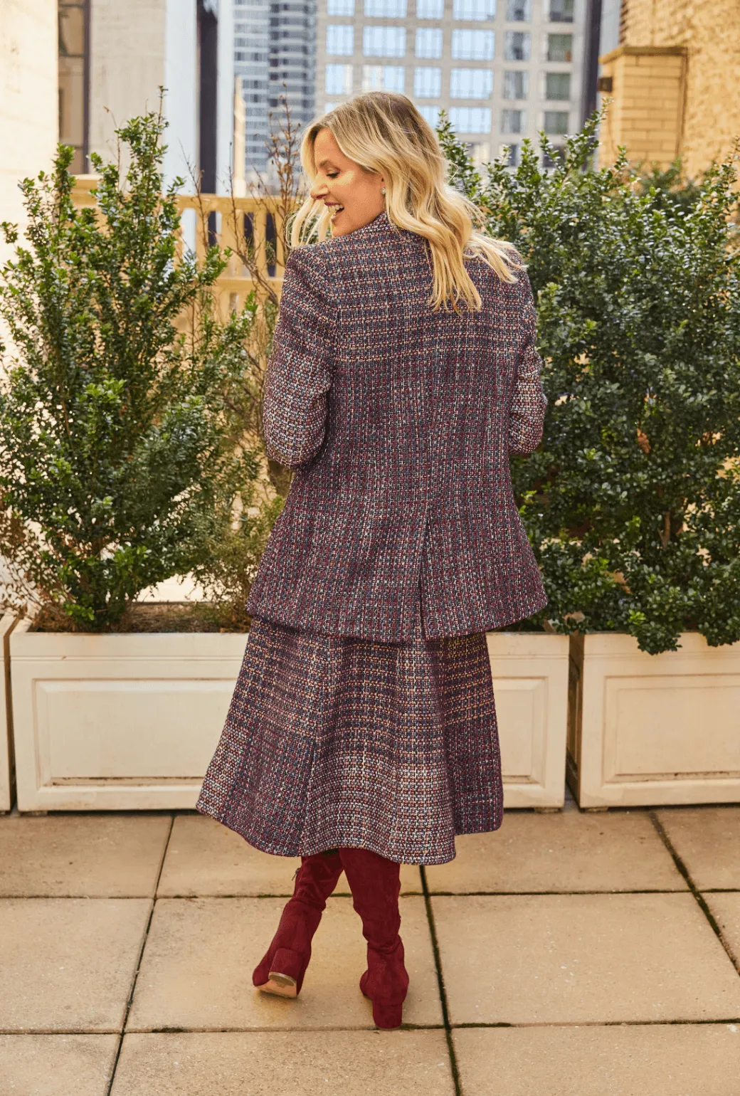 ThermalReflective Boyfriend Blazer - Cranberry Tweed