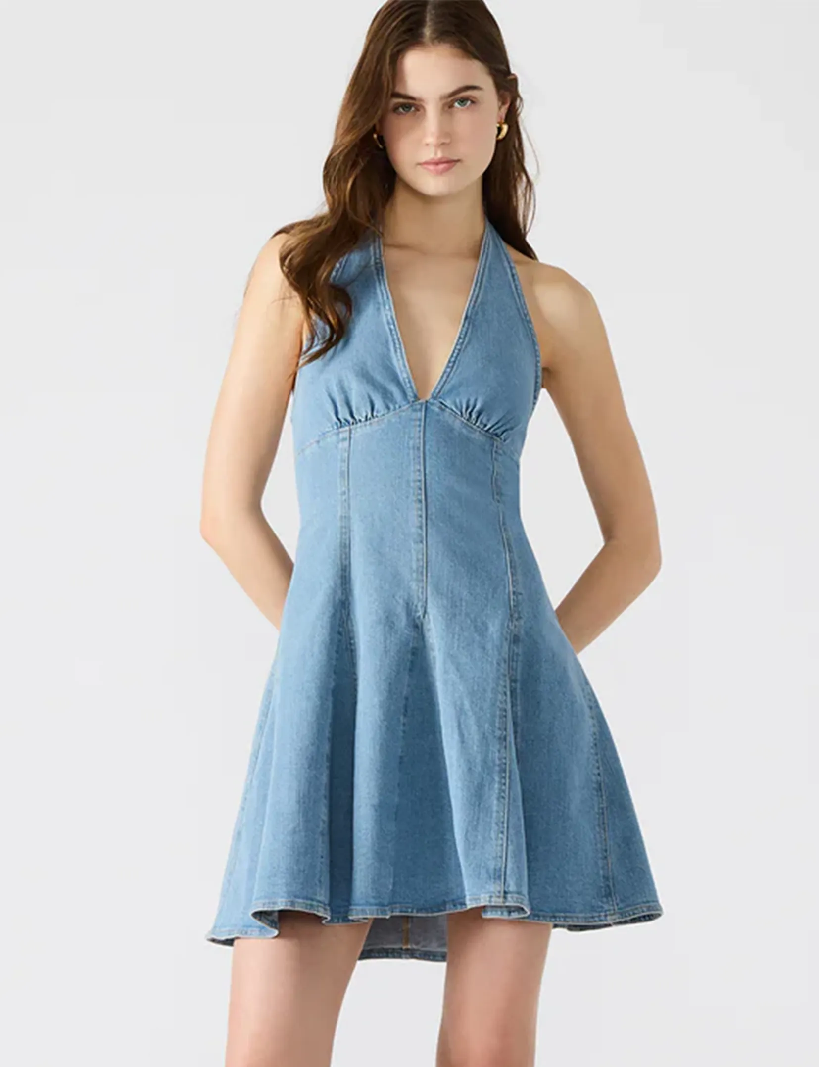 Malia Dress, Medi Blue Denim Dressy Glow Everyday Look