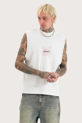Wind Resistant Fabric Cozy Knit Destructed Street Muscle Natural White