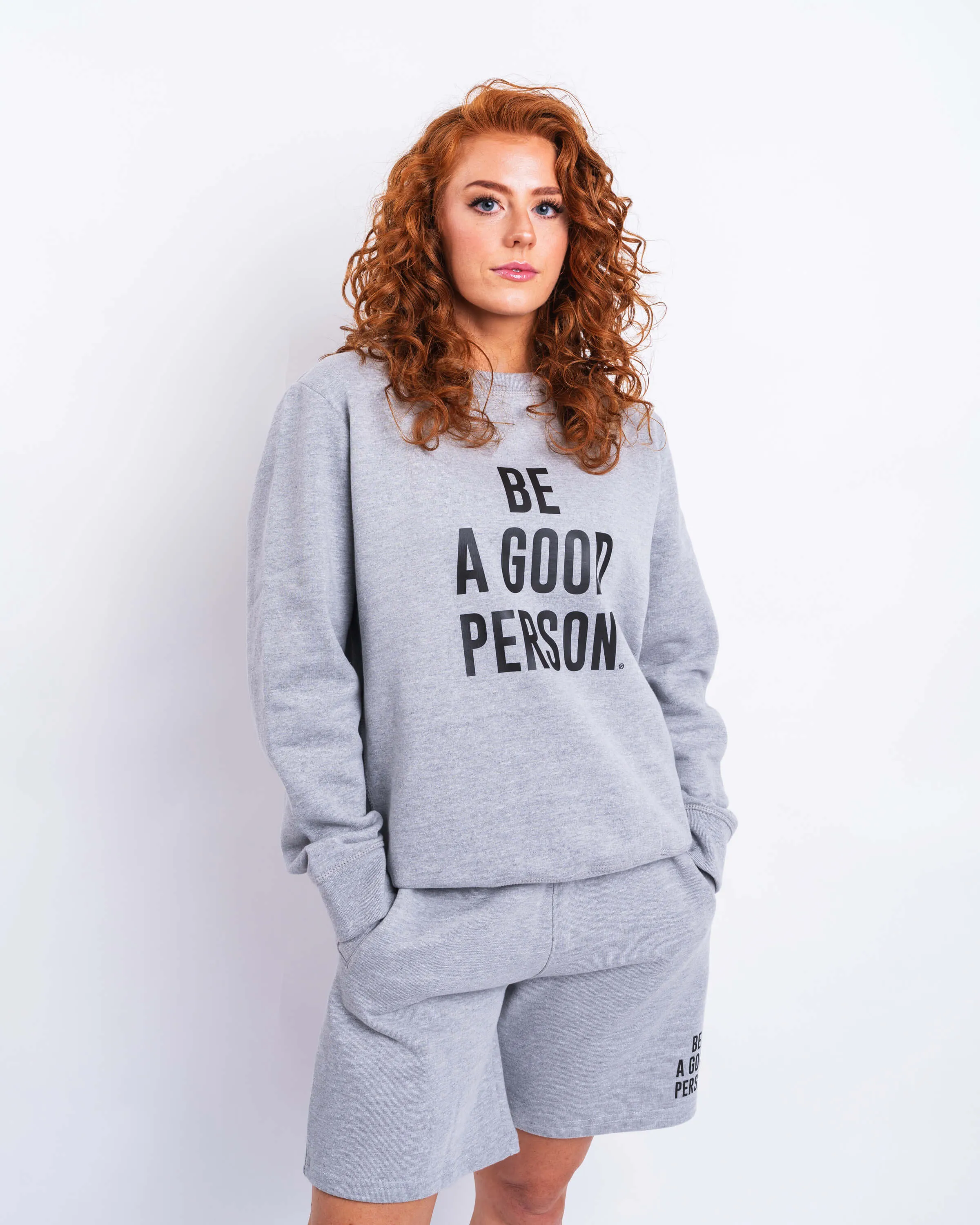 Garment Dyed Finish Signature Crewneck - Heather Grey