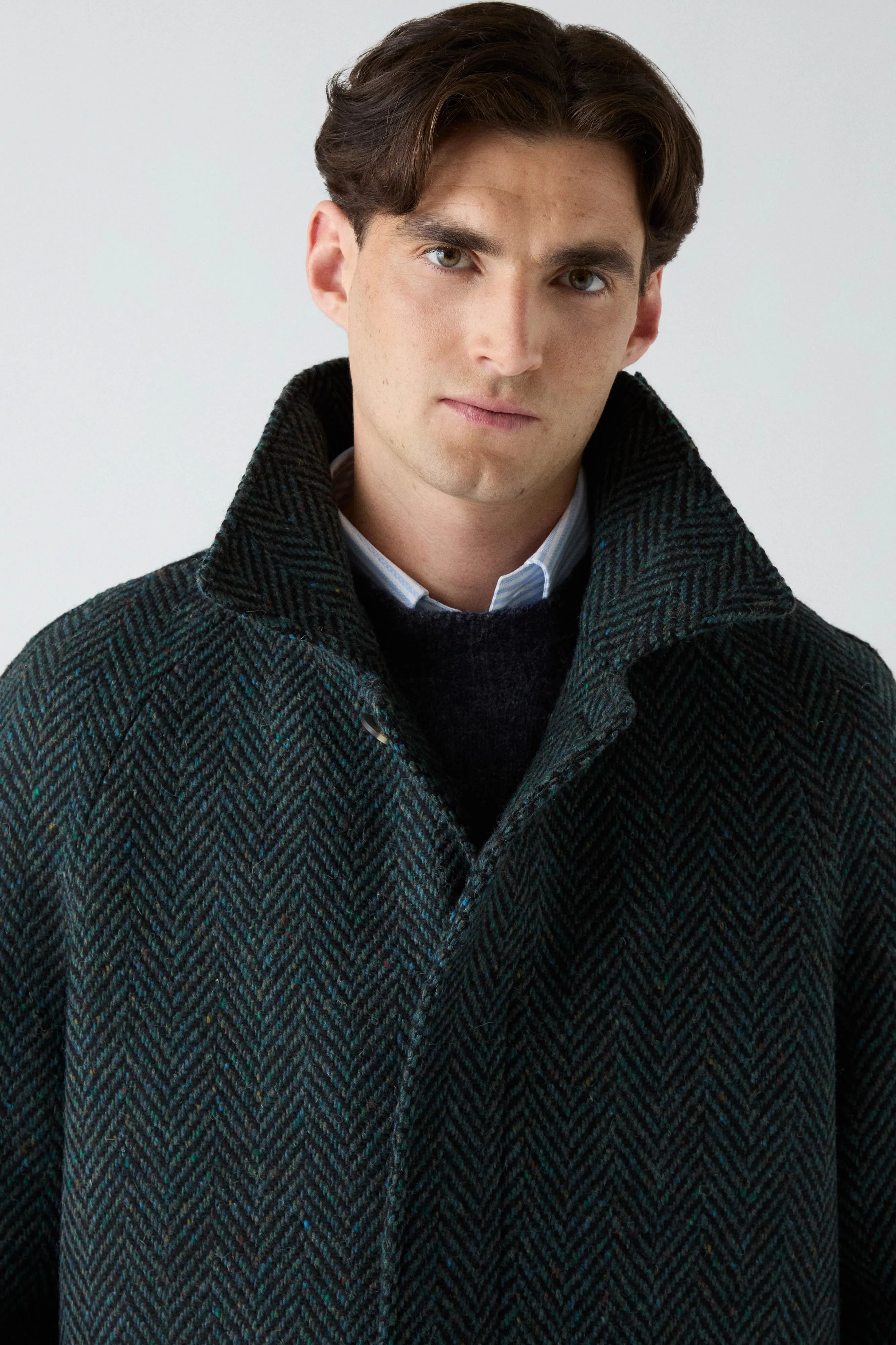 Daily Commute Wear Quick Release Buckles Nelson Tweed Raglan Coat - Blue