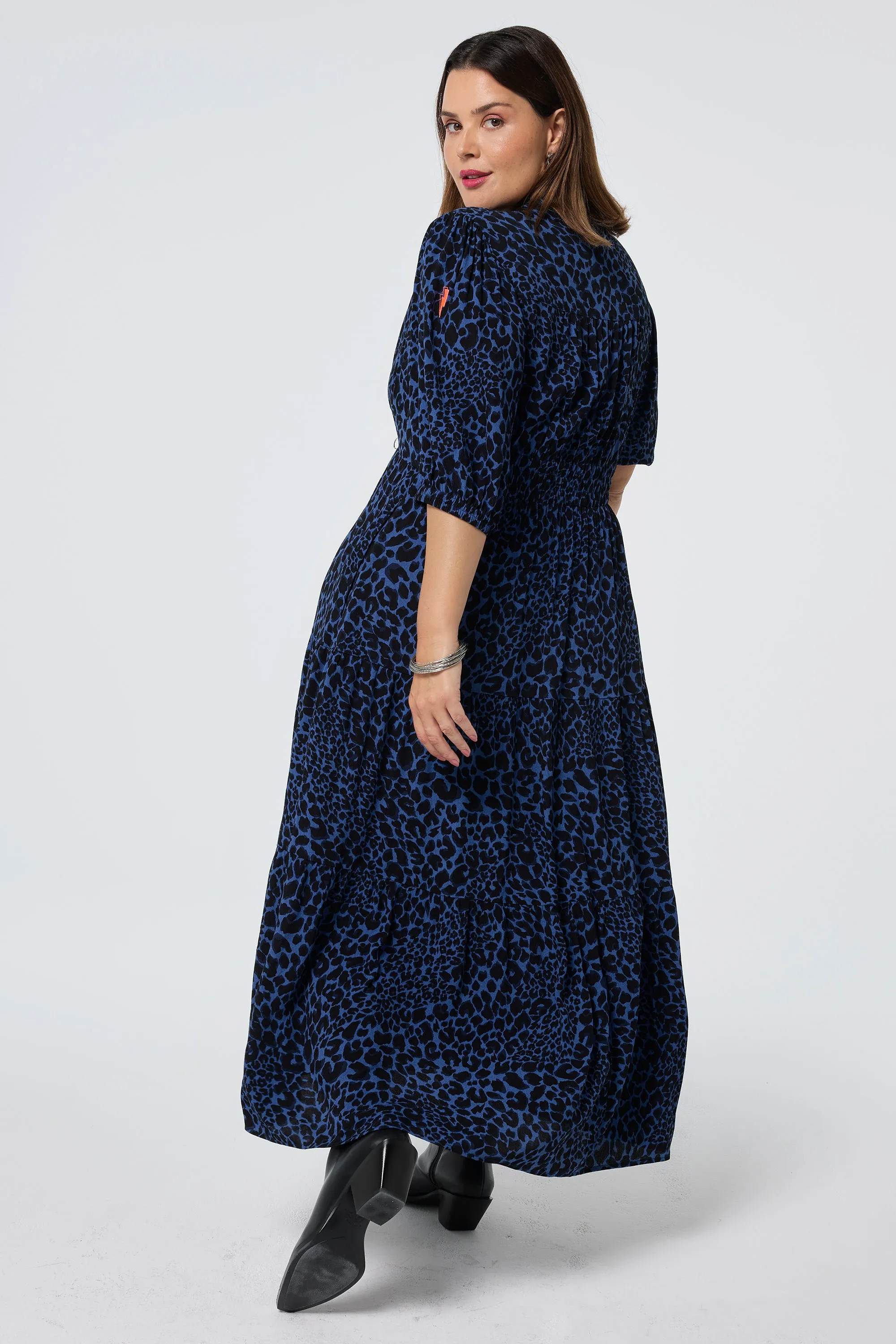 Navy with Black Rock and Roll Zip Detail Tiered Midi Dress Calm Aesthetic