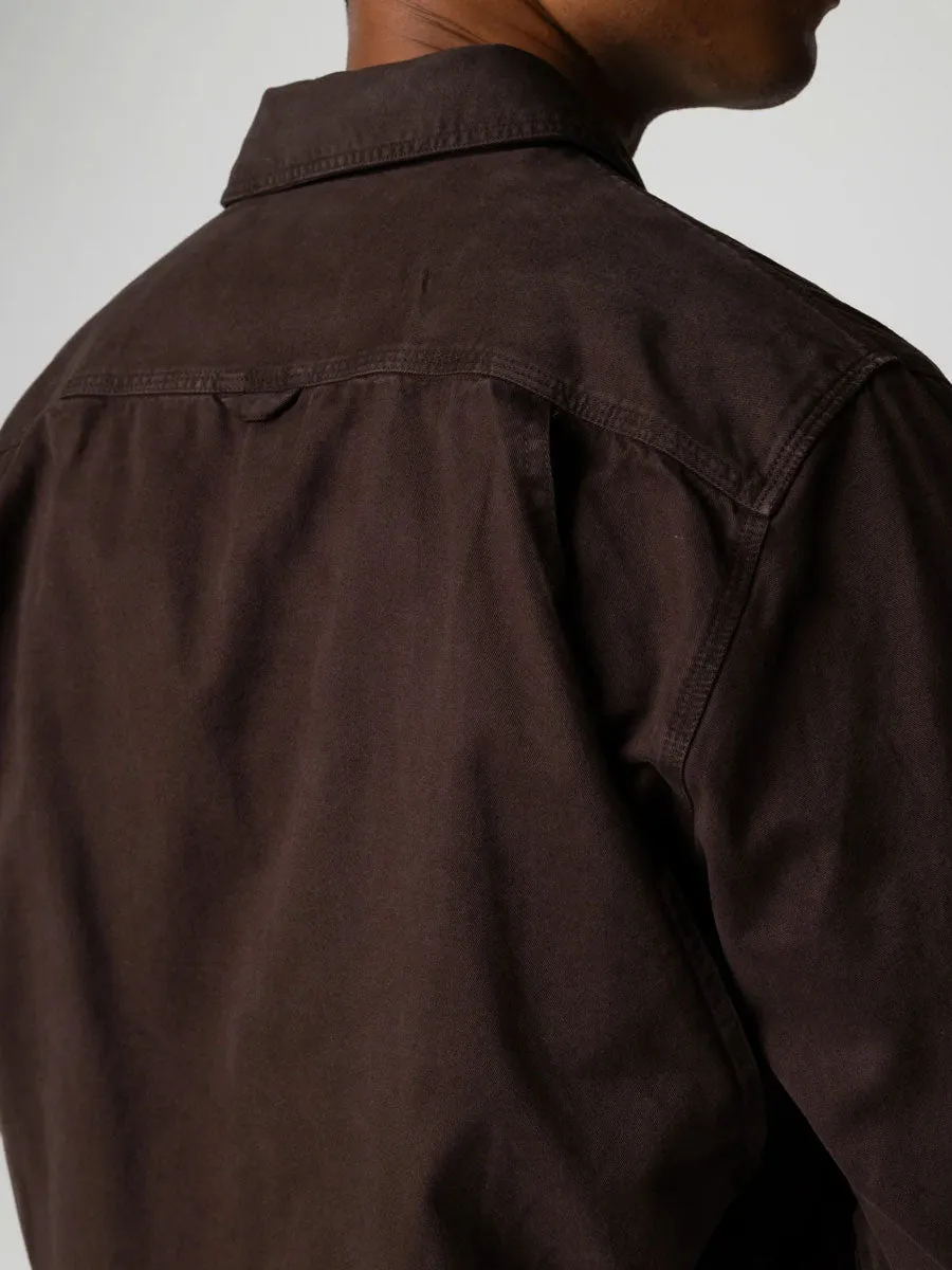 Wind Resistant Fabric Layered Collar Structure FINISTERRE EDDYSTONE SHIRT - BURNT UMBRE