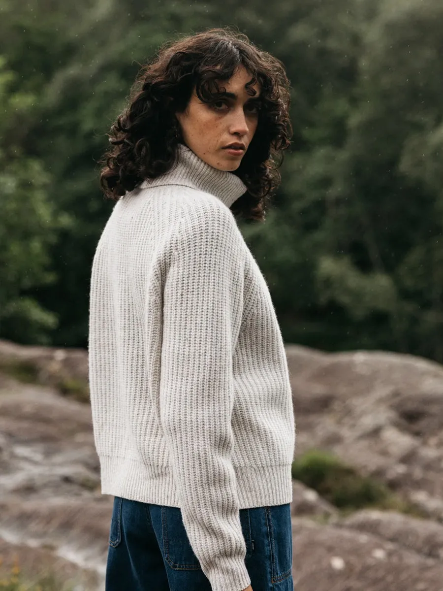 FINISTERRE MORA ROLL NECK SWEATER - ECRU BondedSeamTechnology