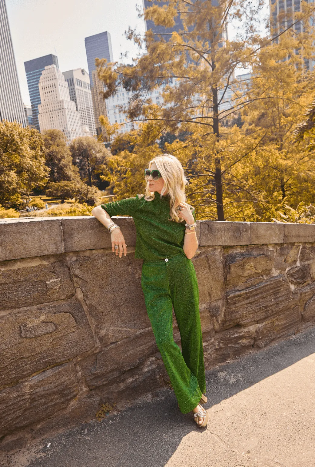 SAMPLE - Sparkle Trousers - Green Flexible shape Practical Wear