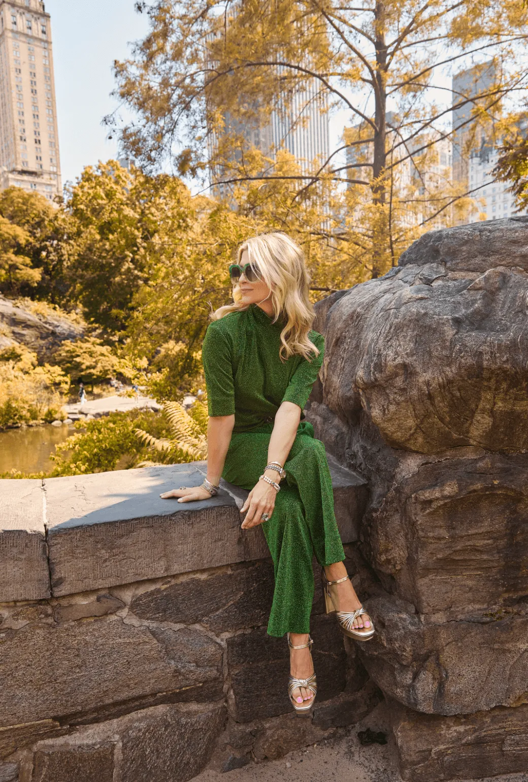 SAMPLE - Sparkle Trousers - Green Travel-Ready