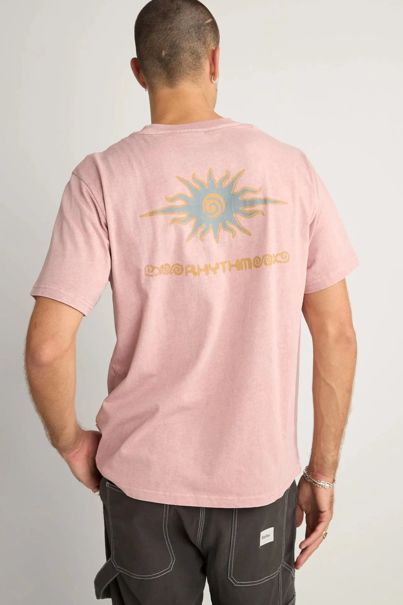 LightweightWeave EcoCertified Flame Printed Vintage Short Sleeve T-Shirt Mauve