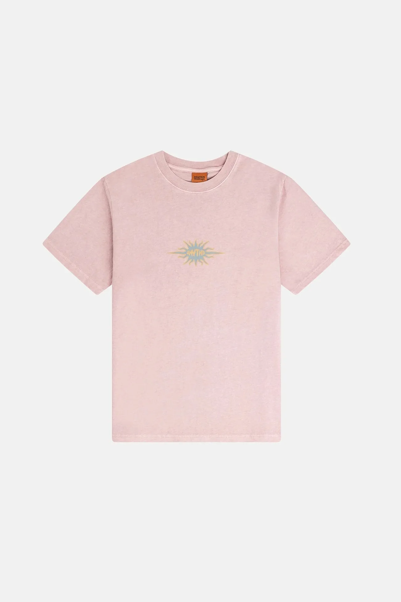 Flame Printed Vintage Short Sleeve T-Shirt Mauve Reinforced Shoulders