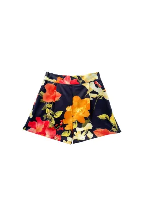 Softened Hem All Season Versatility Flat Front Everyday Shorts - Hibiscus