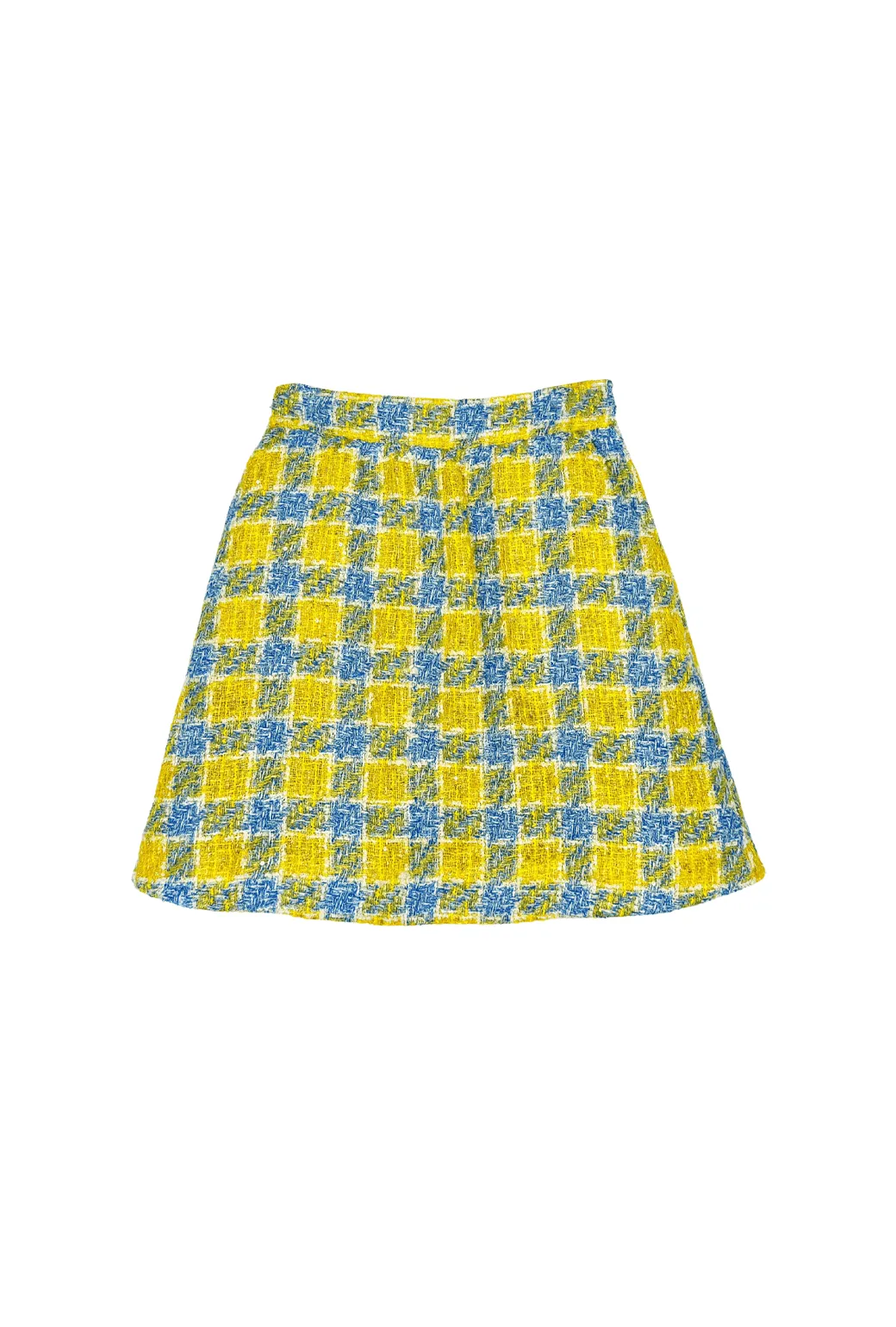 Flat Front MINI Skirt - Plaid Twinkle Tweed Cozy and Relaxed Indoor Comfort