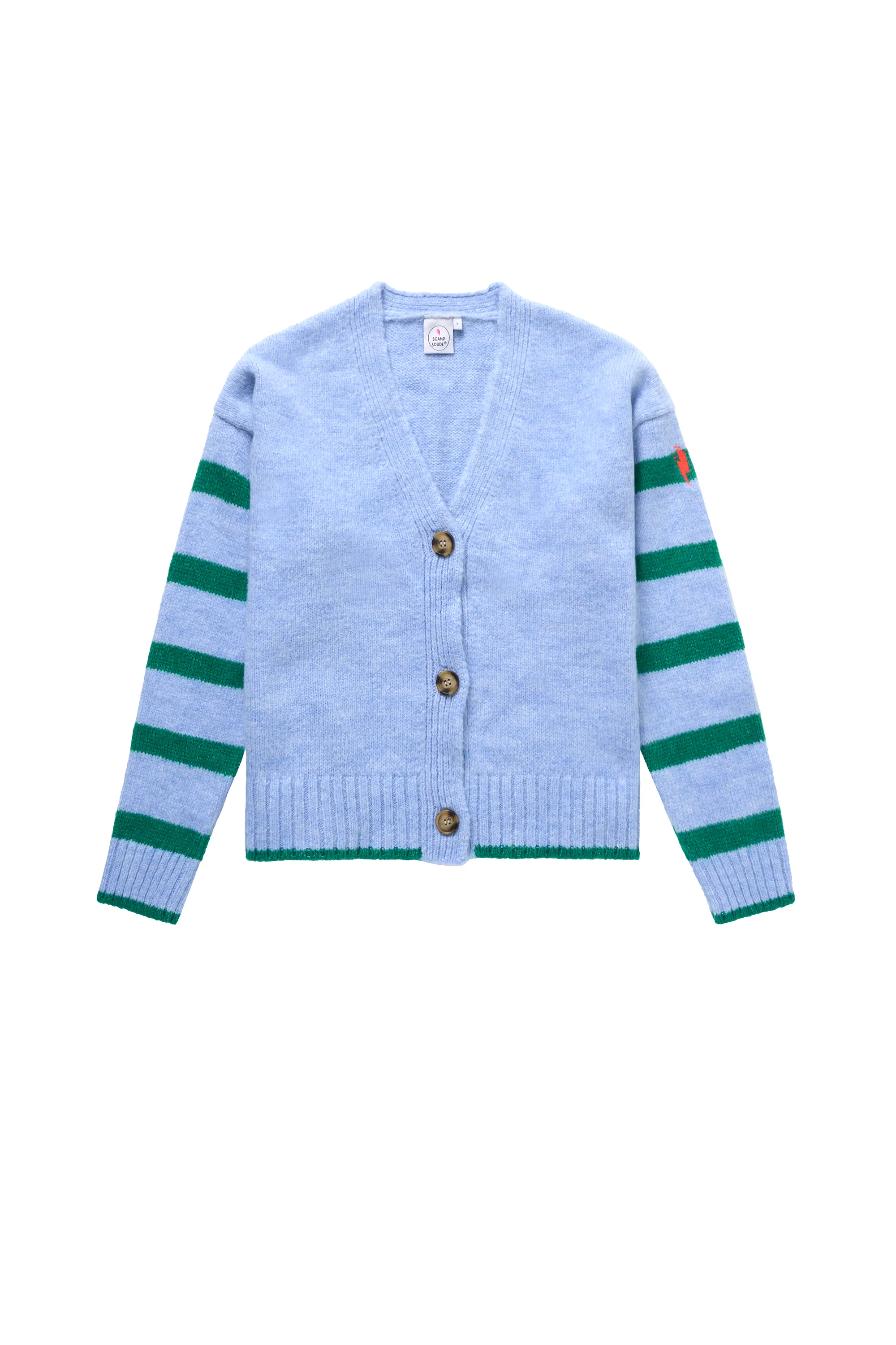 Light Blue and Green Stripe Cardigan Core Style MachineWashable