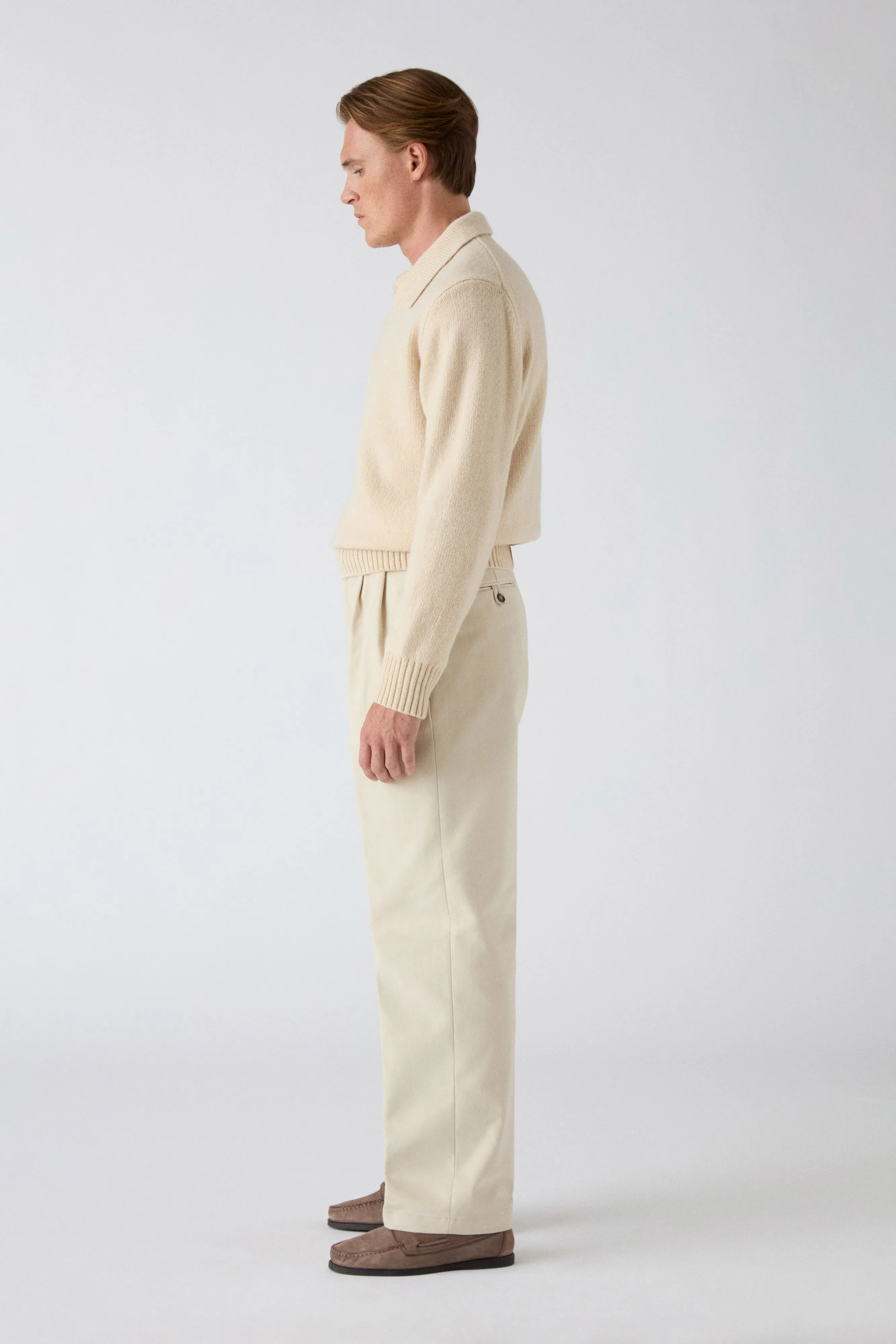 Basic Style Antonello Cotton Trousers - Cream