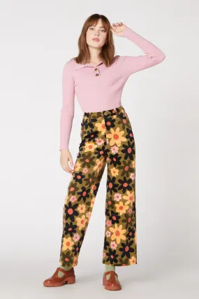 Comfy Essentials Wear Curved Waistline 60S Daisy Cord Pant