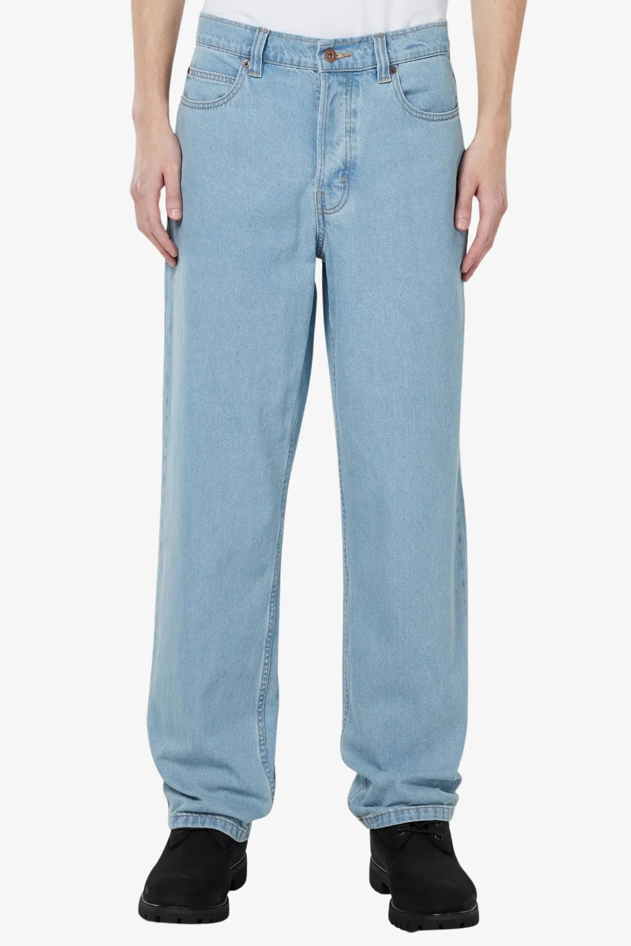 Bonded Seam Technology Thomasville Denim Jean Vintage Aged Blue