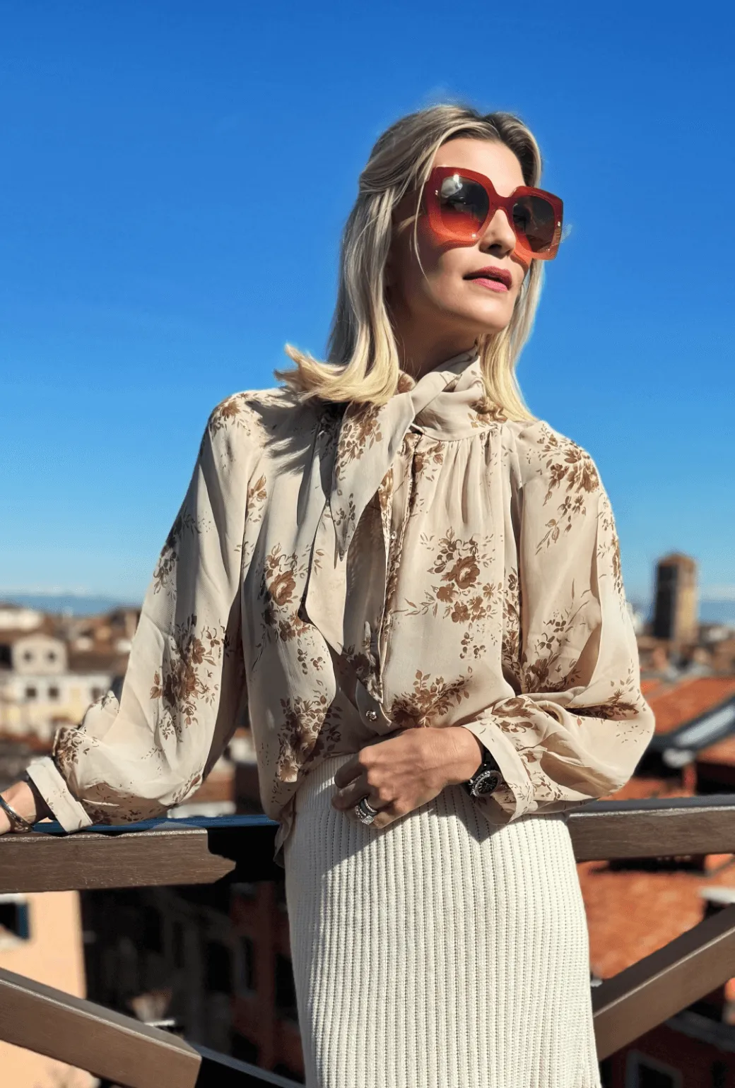 Big Bow Blouse - Ivory Floral FrictionReducing