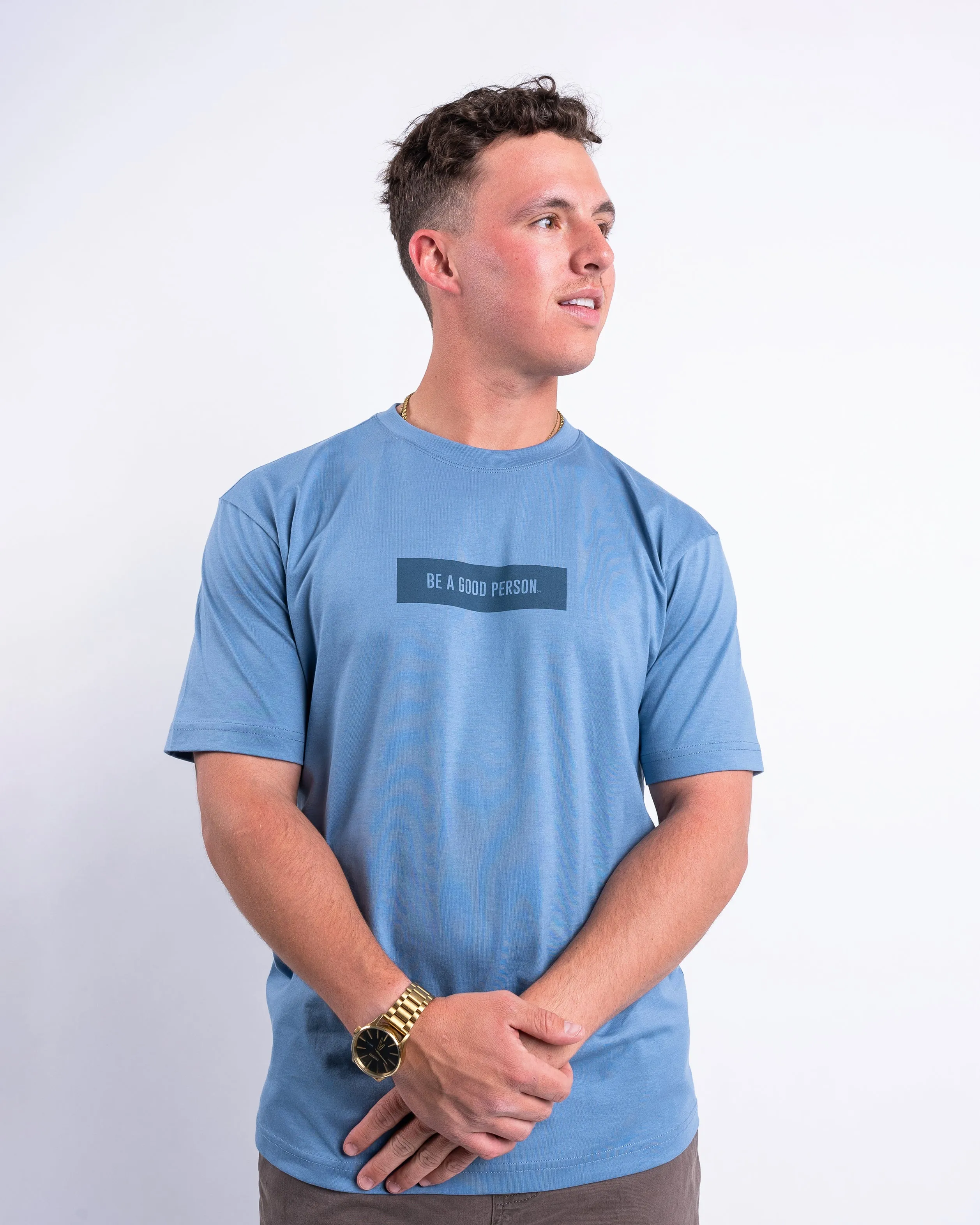Rectangle Logo T-shirt - Cloudy Blue ThermalRegulating FrictionResistant Fabric