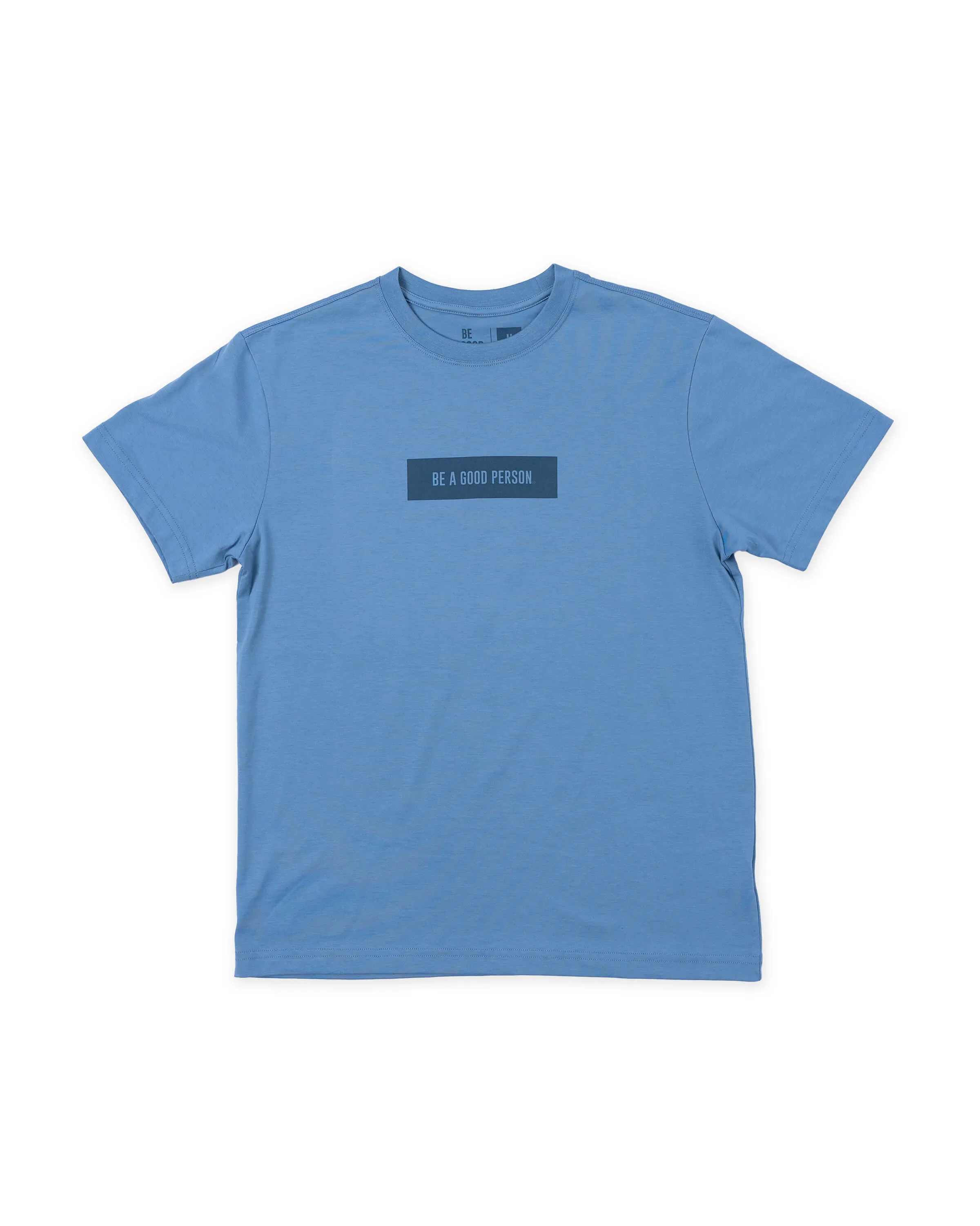 Stretchable Material Neutral Tone Palette Rectangle Logo T-shirt - Cloudy Blue