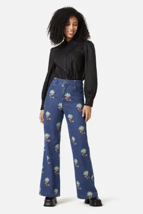Layered Panel Design Retro Flora Flare Jean