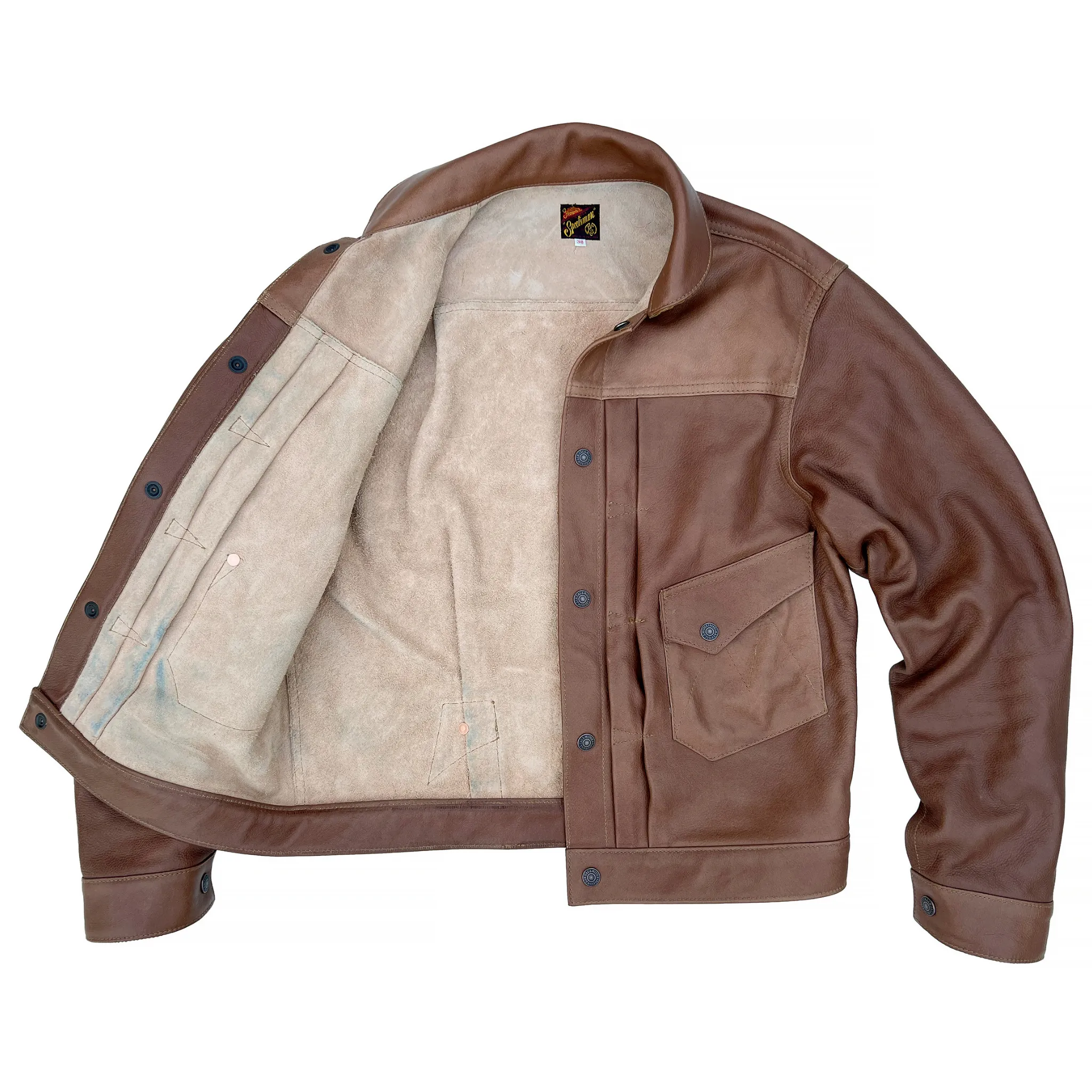 Ranch Blouse "Bison" - Brown Veg-Tan Leather Structured Casual Fit Softshell Material