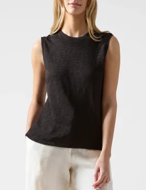 Everyday Comfort Slub Jersey Sleeveless Schoolboy Tank, Black
