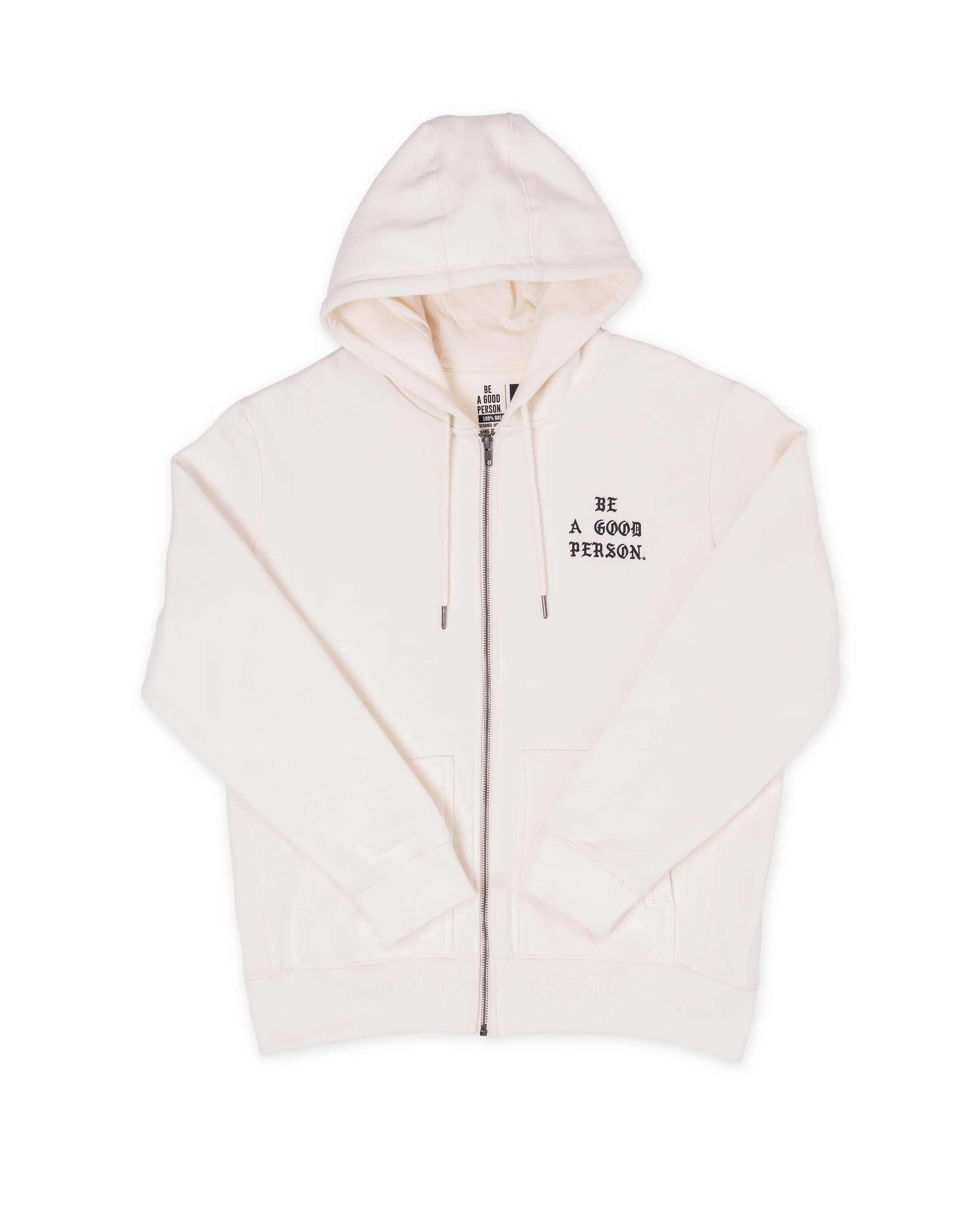 Unisex Appeal Flexible Performance Saint Script Zip Up - Cream