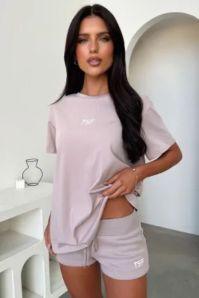 Short sleeved breeziness Comfortable Touch Kaztek Oversized Tee - Mocha