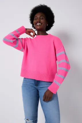 Neon Pink and Lilac Stripe Knit Jumper Gentle Tone