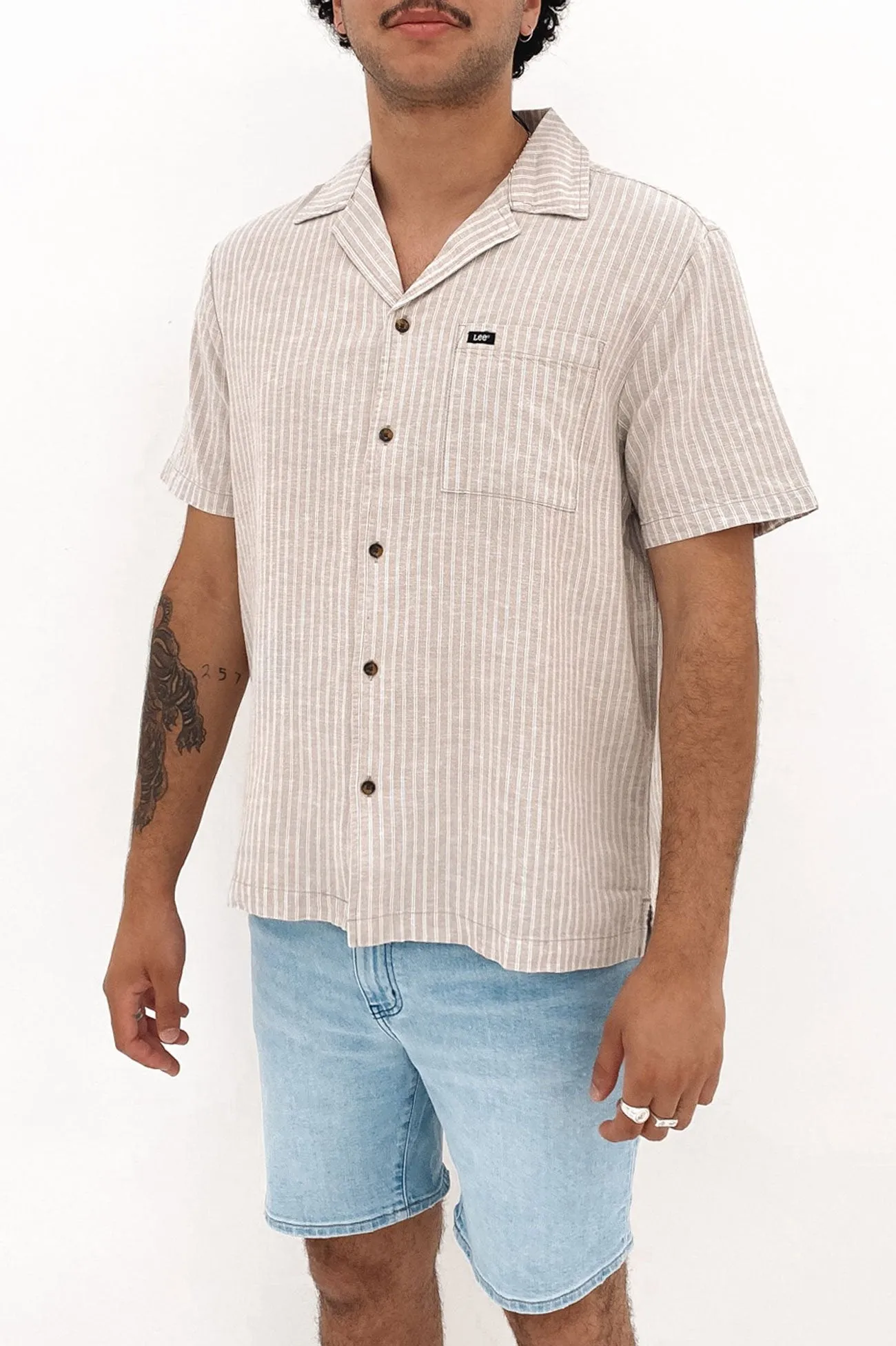 Lee Holiday Shirt Sand Stripe Reflective Safety Trim
