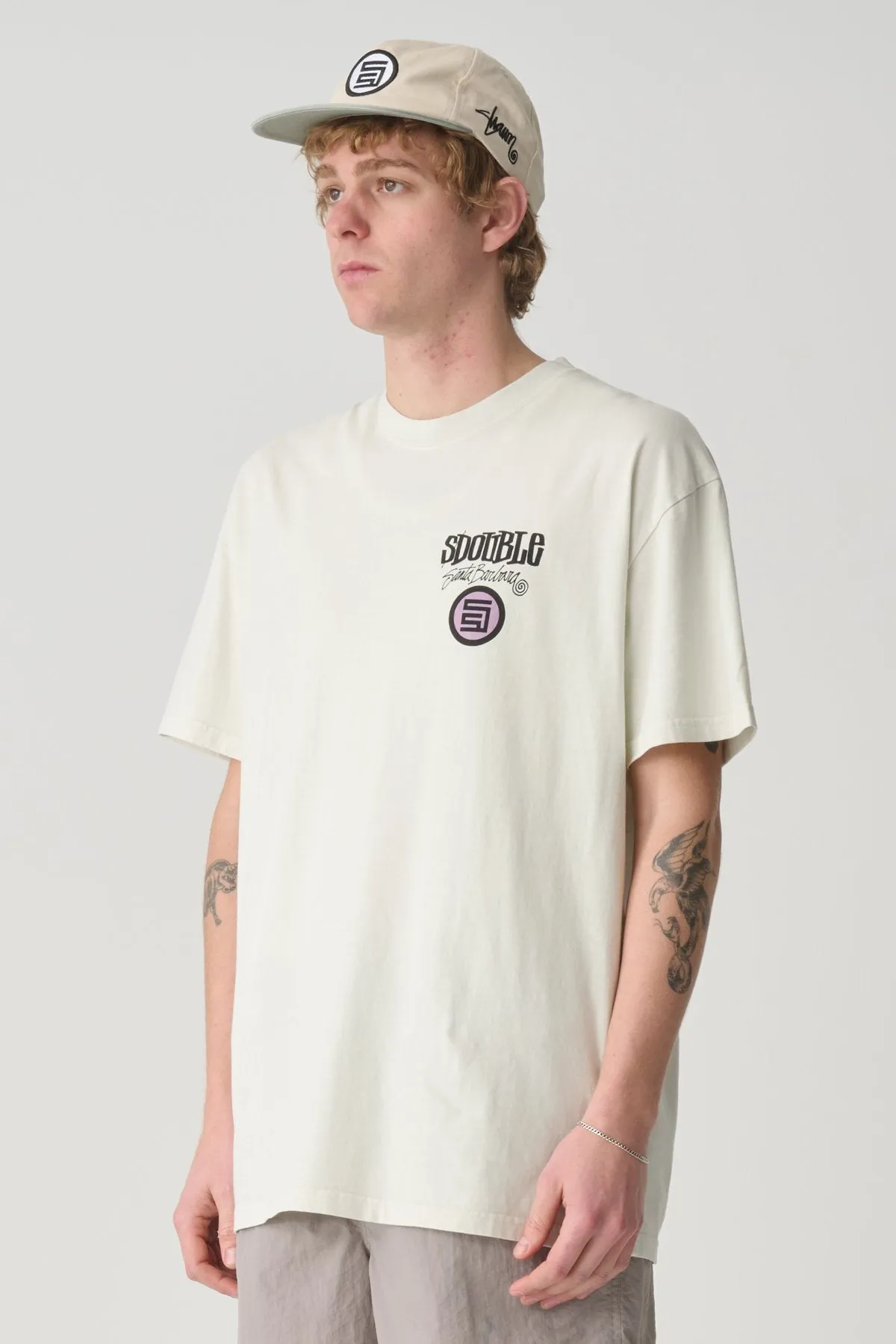 Combo Platter Tee Washed White V-neck Blouse Double Stitched Hem