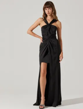 Georgiana Halter Maxi Dress, Black Feminine fit-and-flare silhouette
