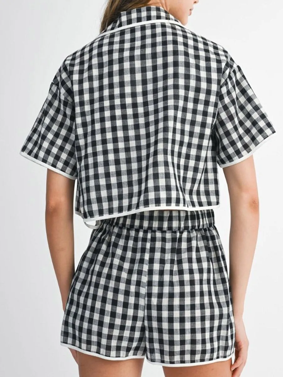 GINGHAM PLAID SKORT Body Movement Curved Waistline