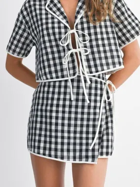 GINGHAM PLAID SKORT Reflective Trim