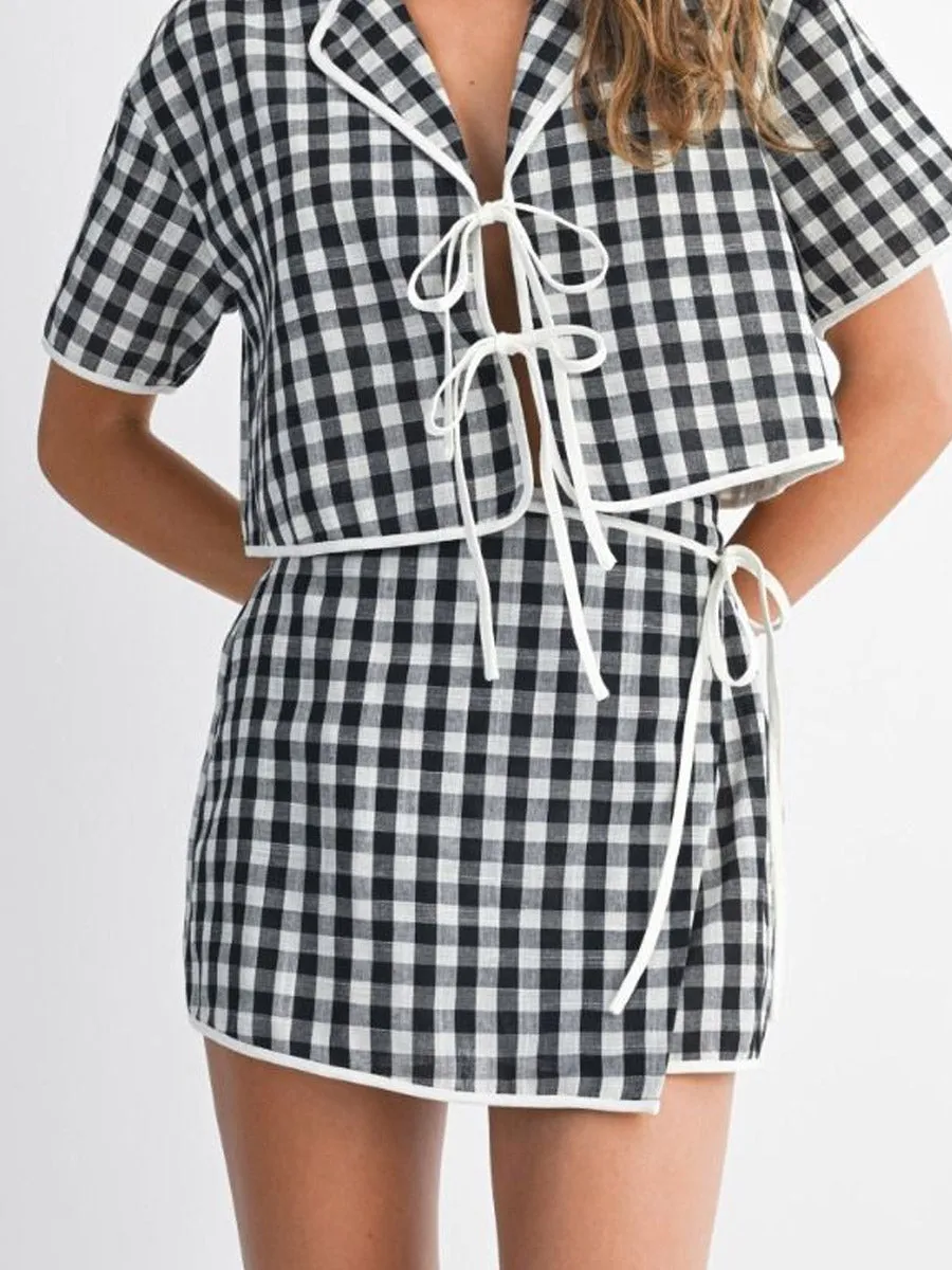 GINGHAM PLAID SKORT Reflective Trim