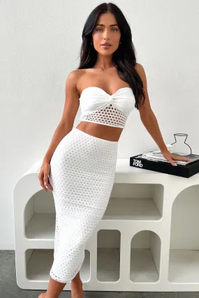 Stretch Material Seasonal Drop Topaz Maxi Skirt - White