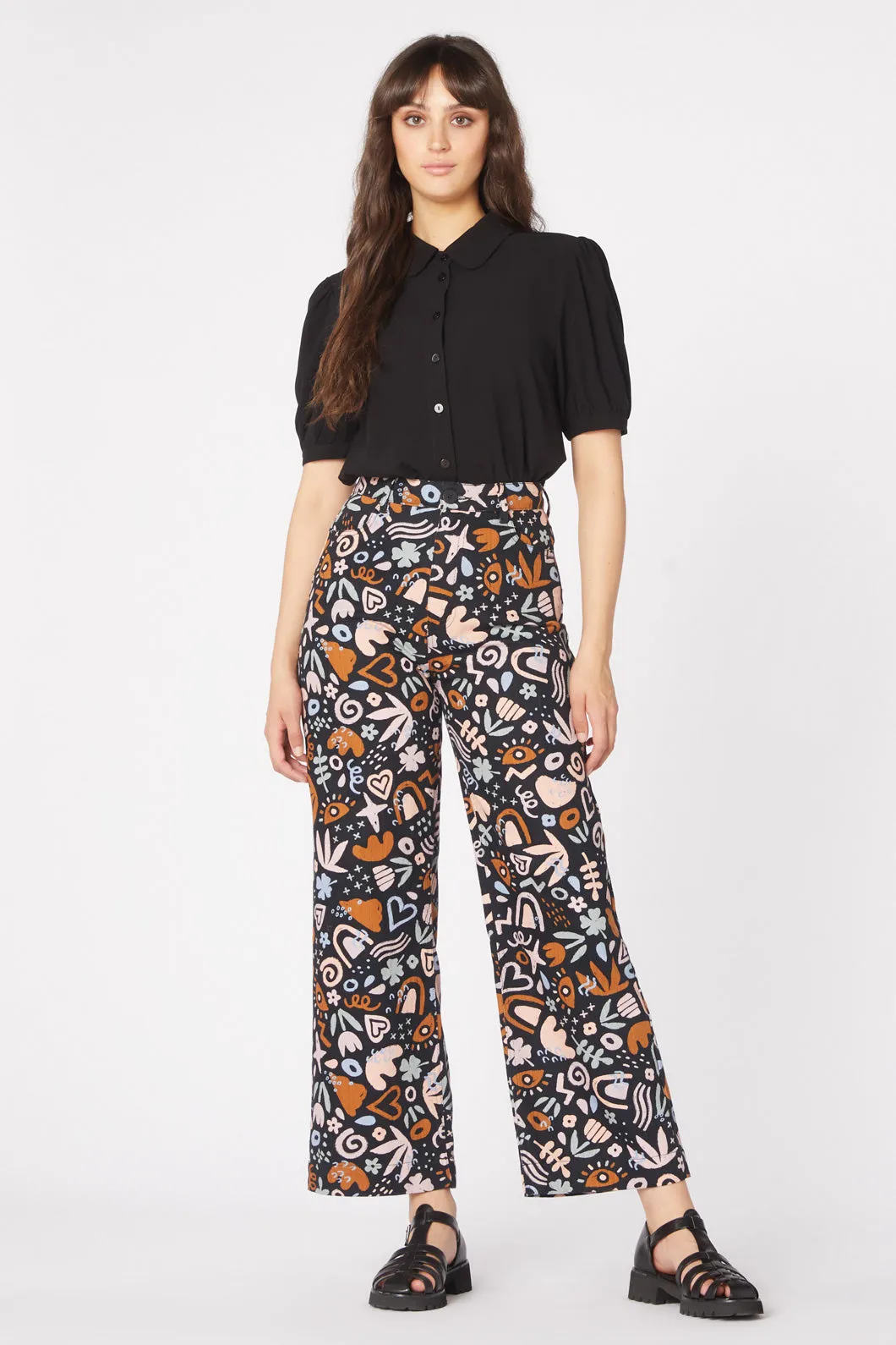 Belt loops Anti Snag Fabric Arty Geo Printed Jean
