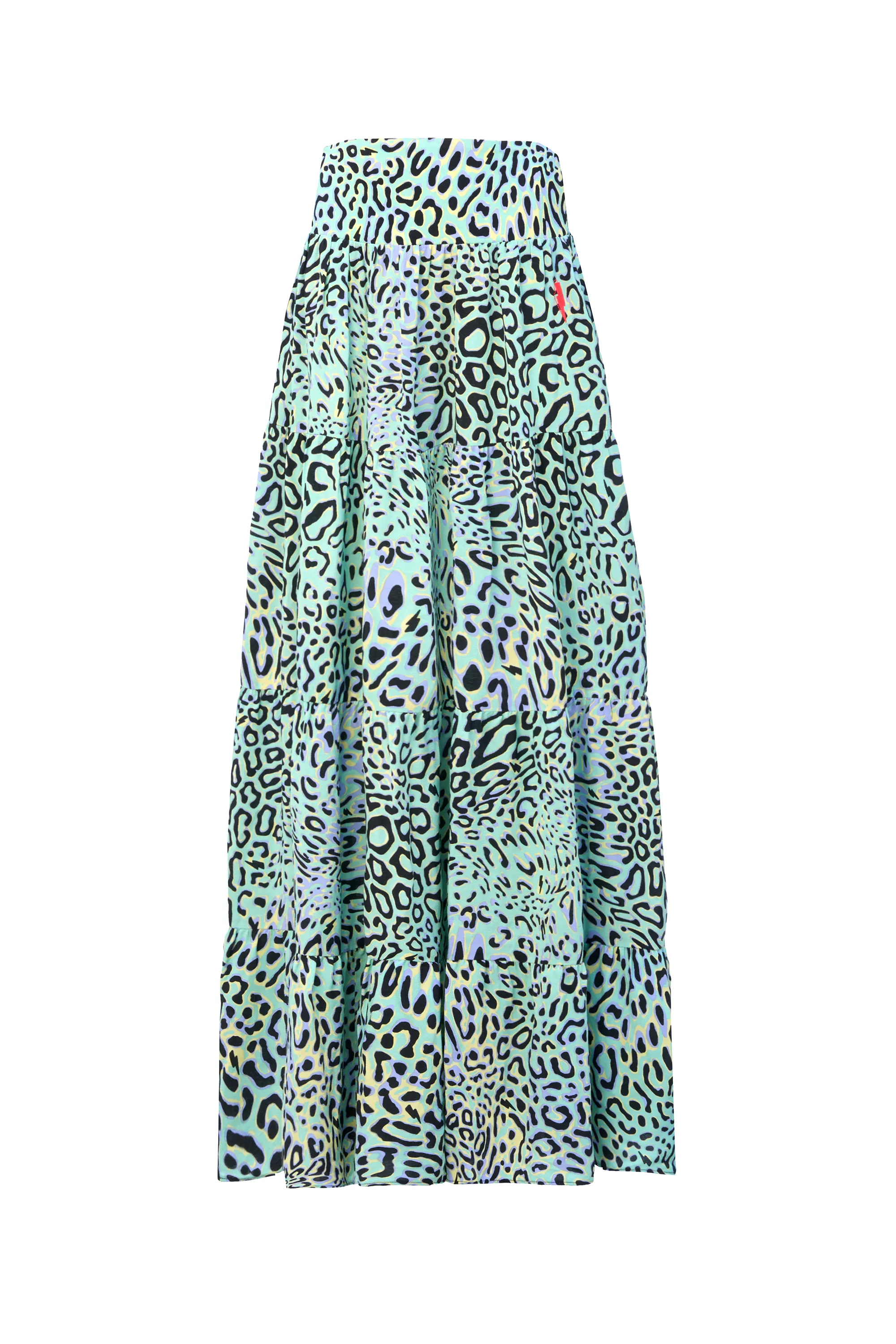 Green with Yellow Leopard Ray Maxi Skirt Versatile Fit Fade Resistant Cloth
