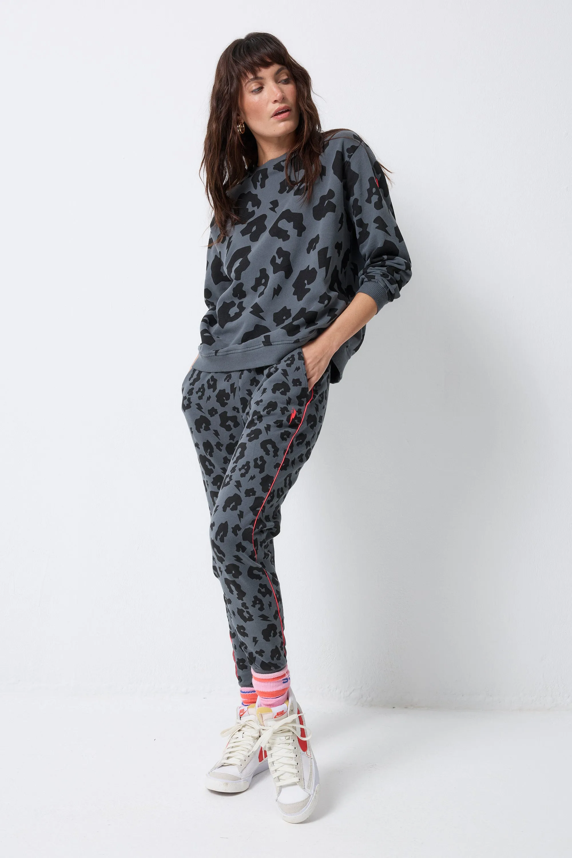 Casual Performance Wear Active Layer Grey Leopard Cosy Joggers