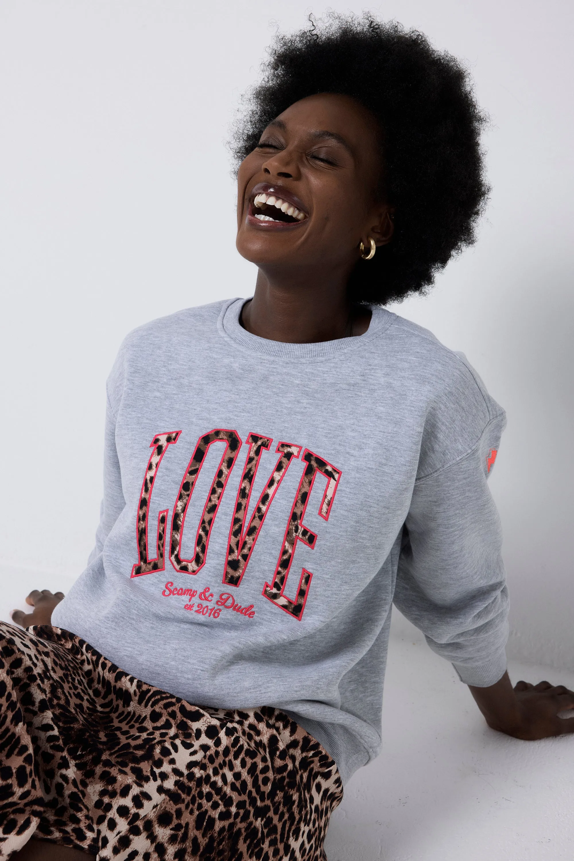 product launch Color fastness Grey Love Cheetah Oversized Sweatshirt