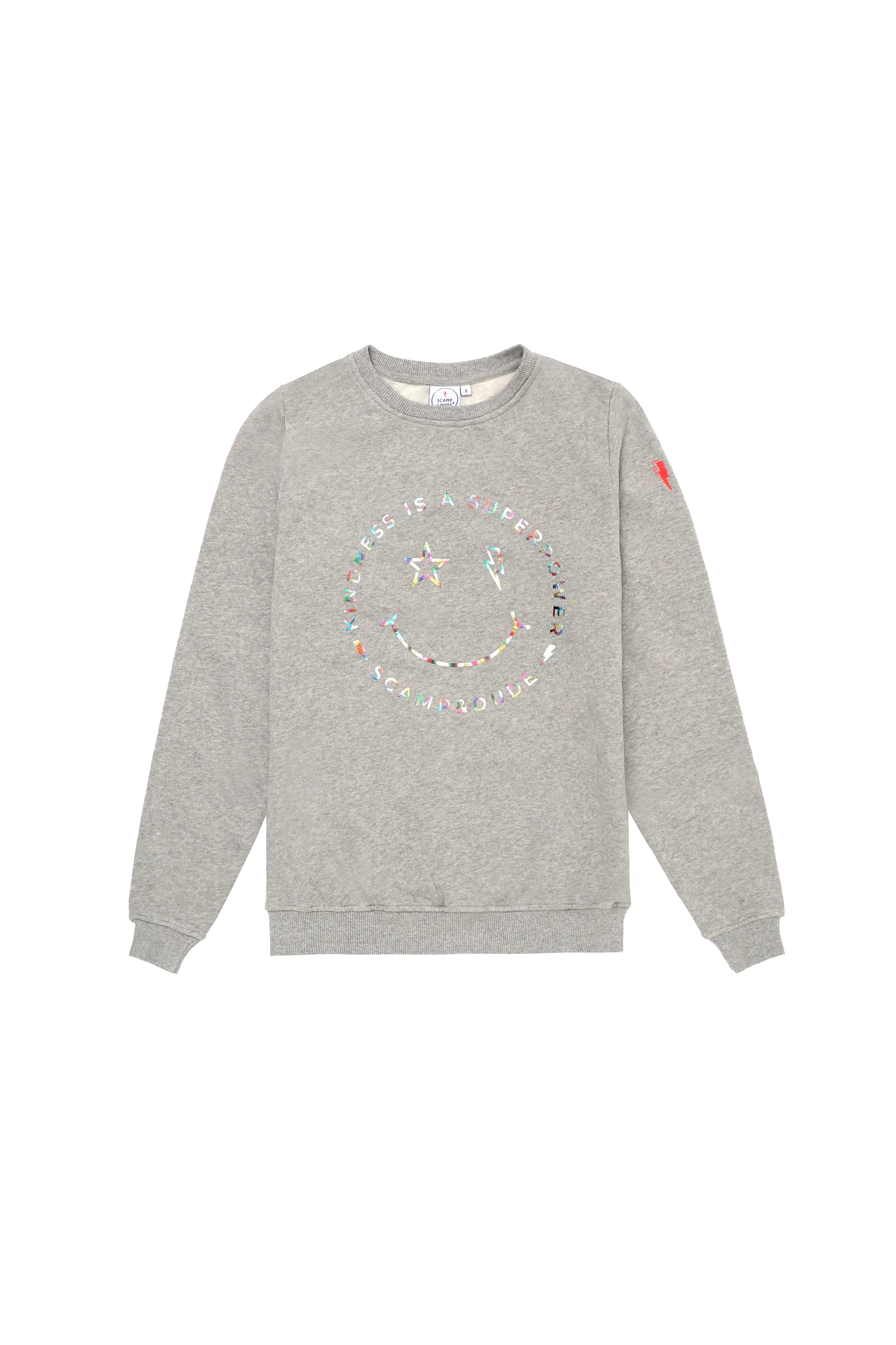 Bar Night Brand Identity Grey Marl with Rainbow Foil Smiley Face Classic Sweatshirt