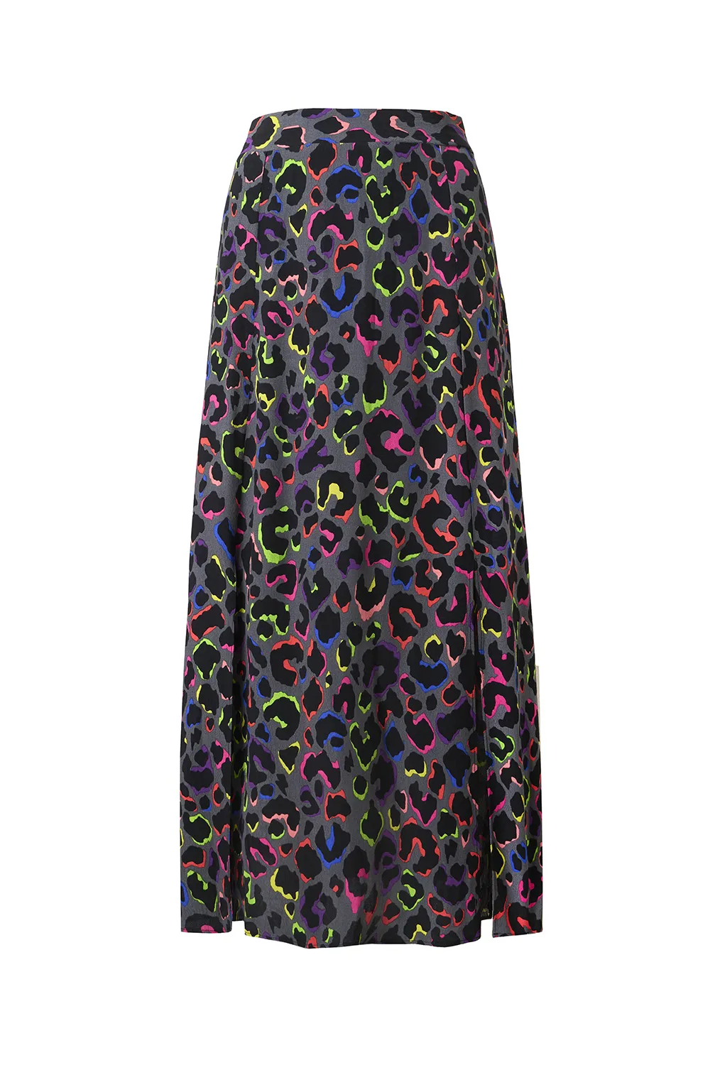 Subtle Details Grey with Rainbow Shadow Leopard Split Front Skirt
