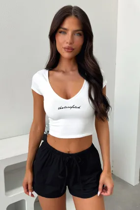 Halle Tee - White/Black Breathable Waist V neck style