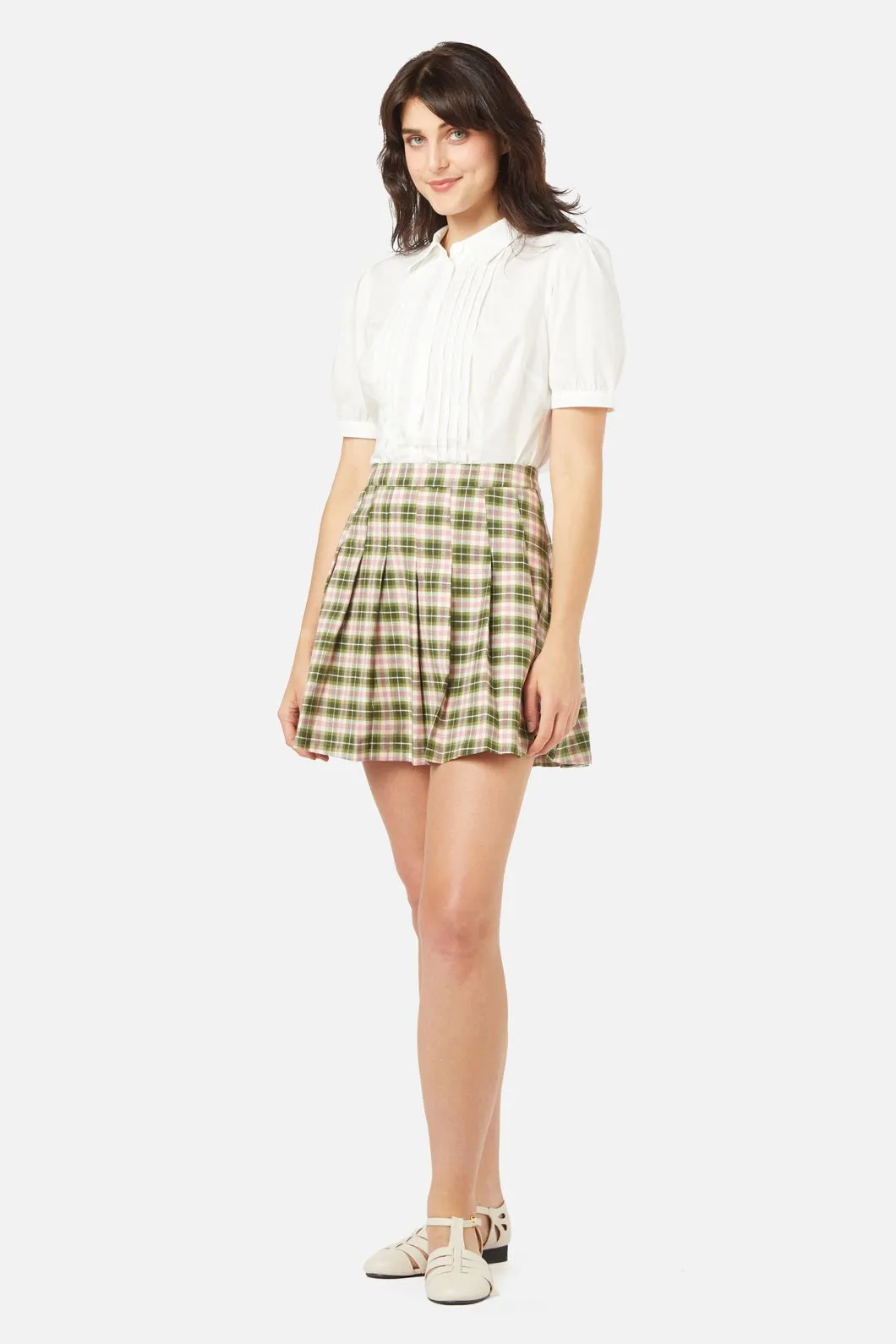 Hazel Check Skirt Casual Wear Abrasion Resistant Material