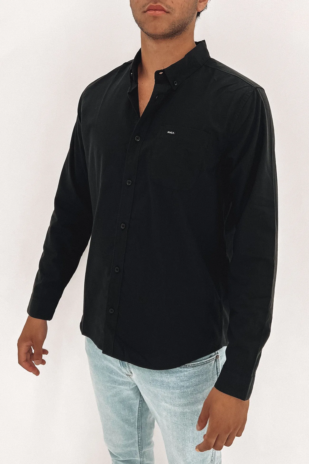 Anti Pill Surface Summer Dress That'll Do Stretch Long Sleeve Shirt Black