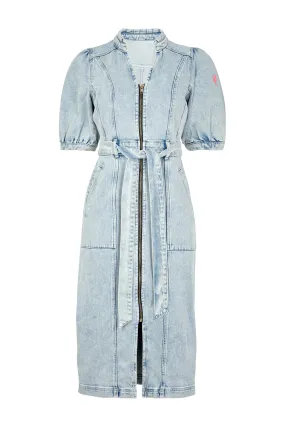 Heavy Washed Zip Detail Denim Dress Clean Cut Emerging-Brand