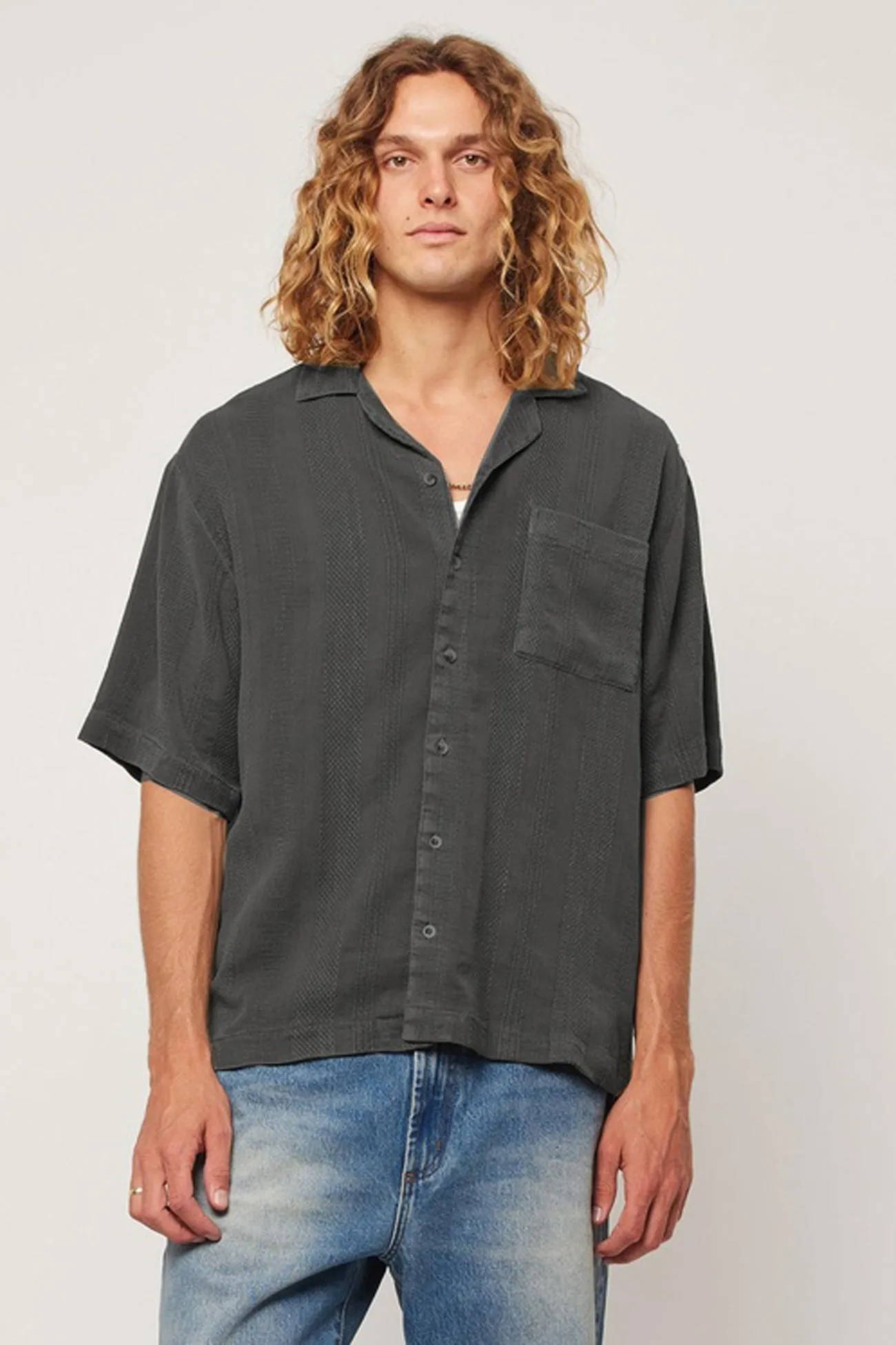 GarmentWashed Texture Heavy Weave Bowler Washed Black